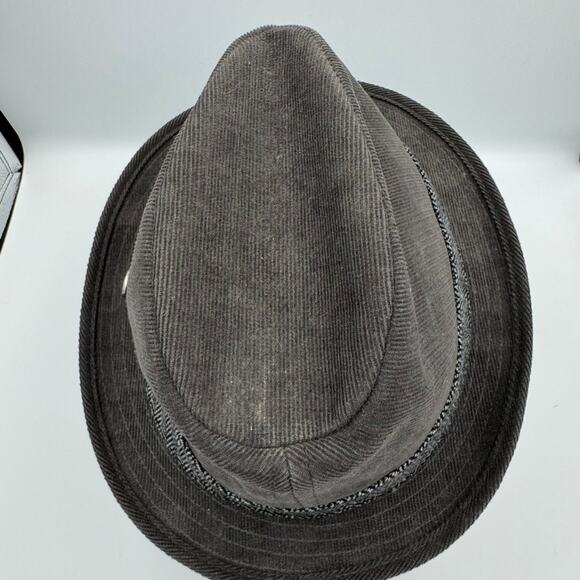 Paul Frank Brown Corduroy Fedora Hat Julius Monkey Herringbone Band Retro - Picture 6 of 10